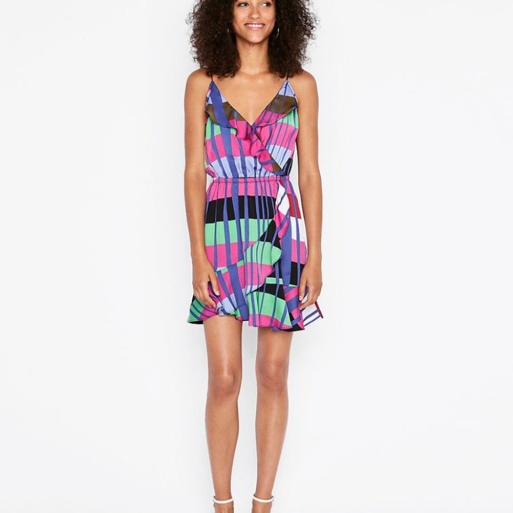 Striped Ruffle Wrap Cami Dress